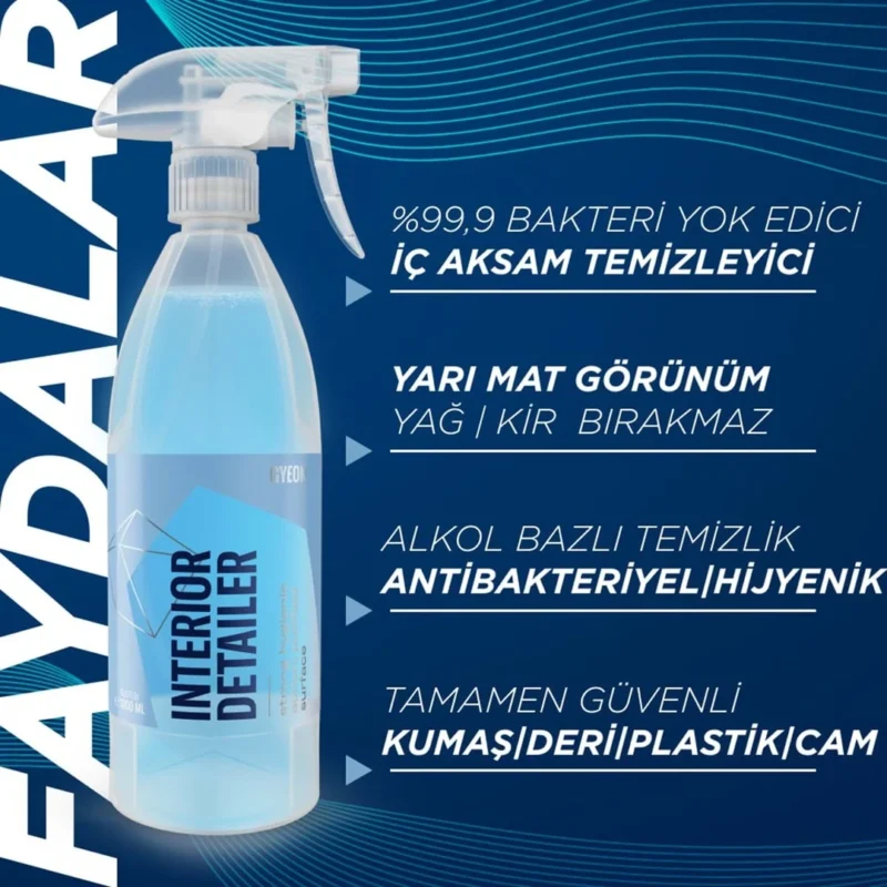 GYEON Q²M İnteriorDetailer Araç İçi Bakteri Virüs Temizleyici - 500 ml -Alkol Bazlı Dezenfektan