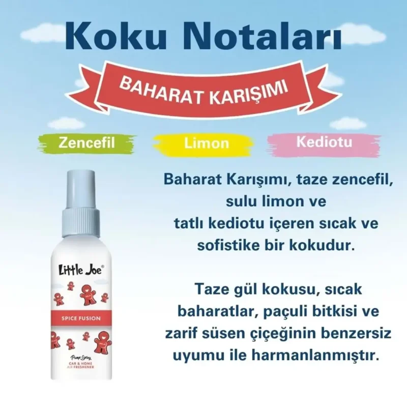 Little Joe Baharatlı Sprey Oda Kokusu 60 ml (Spicy Fusion) -Koku Giderici -Oto Ev Ofis Parfüm