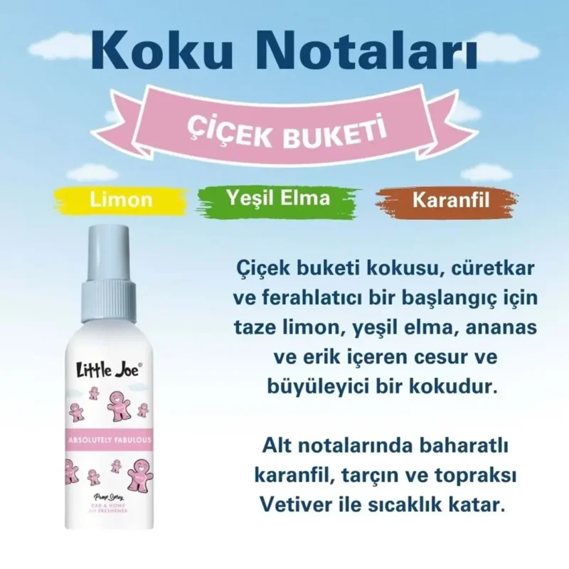 Little Joe Çiçek Sprey Oda Kokusu 60 ml (Fabulous) -Koku Giderici -Oto Ev Ofis Parfüm