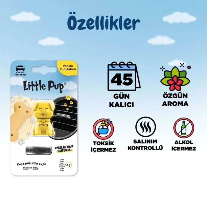 Little Joe Little Pup Vanilya Araç Kokusu (Pup-sation) -45 Gün -Oto Kokusu Kalıcı Klima Parfüm - Görsel 4