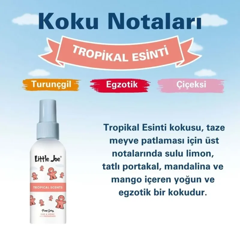 Little Joe Tropikal Meyve Sprey Oda Kokusu 60 ml (Tropical) -Koku Giderici -Oto Ev Ofis Parfüm