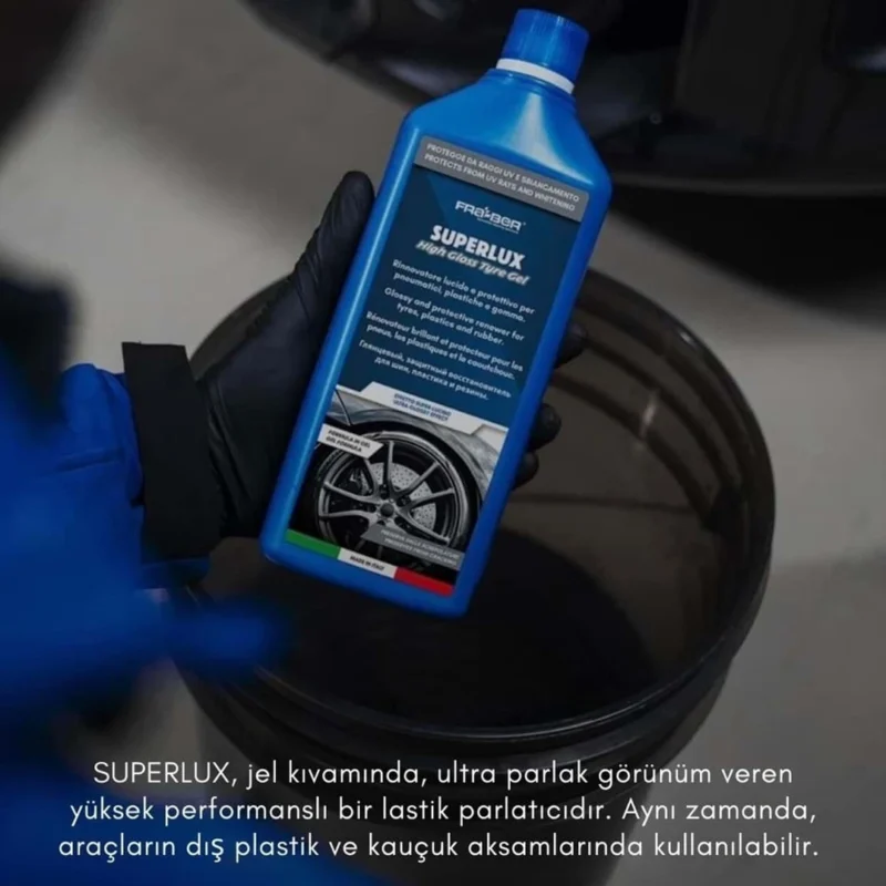 FRA-BER Superlux Suya Dayanıklı Lastik Parlatıcı Dış İç Plastik Trim Koruyucu Yenileyici - 900 ml - Görsel 2