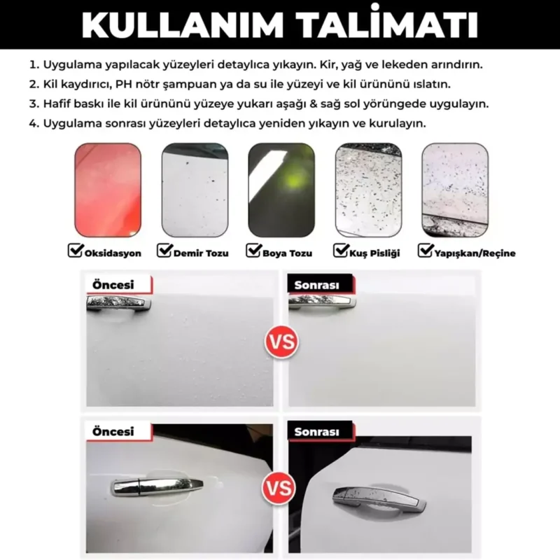 MG PS Aplikatörlü El Kil Pedi 12x8 cm (Kırmızı) - Cırtlı Clay Pad Sponge Block - Görsel 4
