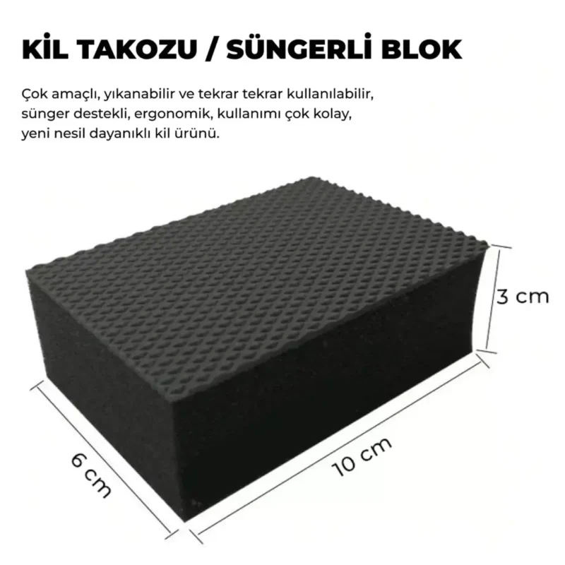 MG PS Süngerli Kil Bloğu 10x6 cm (Siyah) - Clay Pad Sponge Block