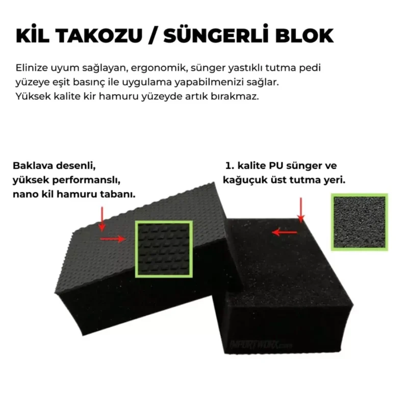 MG PS Süngerli Kil Bloğu 10x6 cm (Siyah) - Clay Pad Sponge Block - Görsel 3