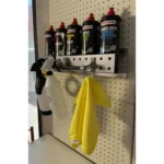 SGCB Çok İşlevli Pasta Cila Duvar Standı Paslanmaz Çelik (5 Gözlü Borulu Kancalı) –Bez Şişe Tutucu
