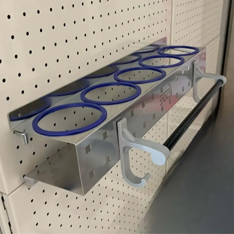 SGCB Çok İşlevli Pasta Cila Duvar Standı Paslanmaz Çelik (5 Gözlü Borulu Kancalı) –Bez Şişe Tutucu - Görsel 4