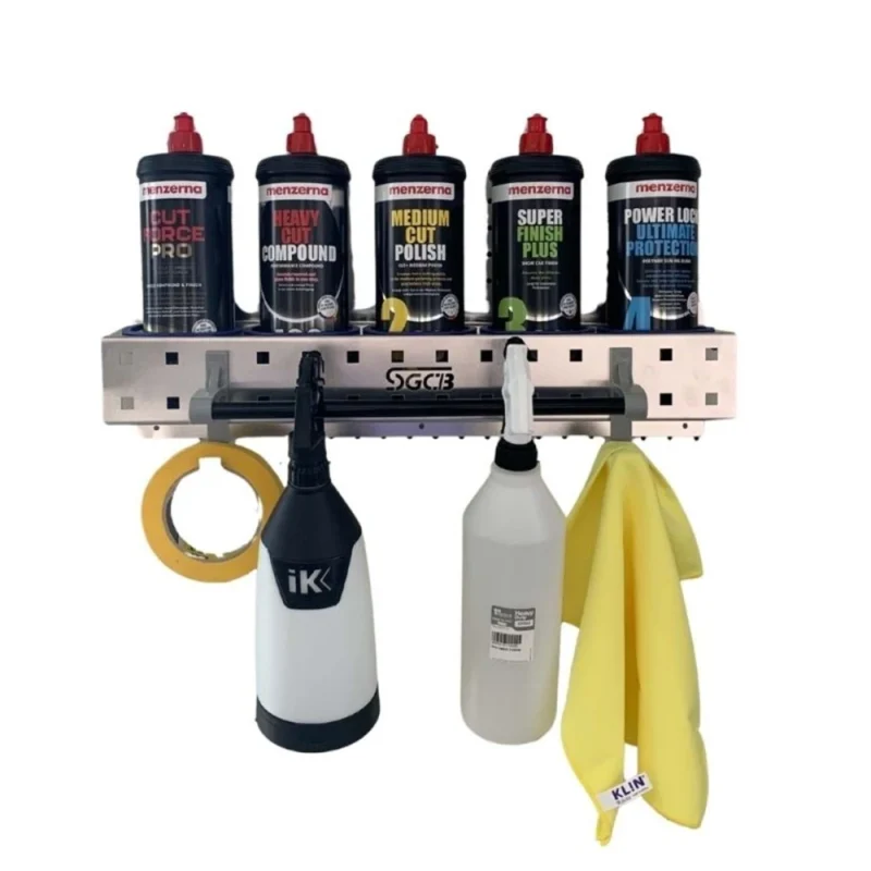 SGCB Çok İşlevli Pasta Cila Duvar Standı Paslanmaz Çelik (5 Gözlü Borulu Kancalı) –Bez Şişe Tutucu - Görsel 5