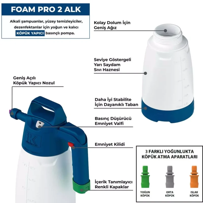 IK FOAM Pro 2 Alkali KÖPÜK Yapıcı Kimyasal Dayanımlı Basınçlı Pompa 2 Litre
