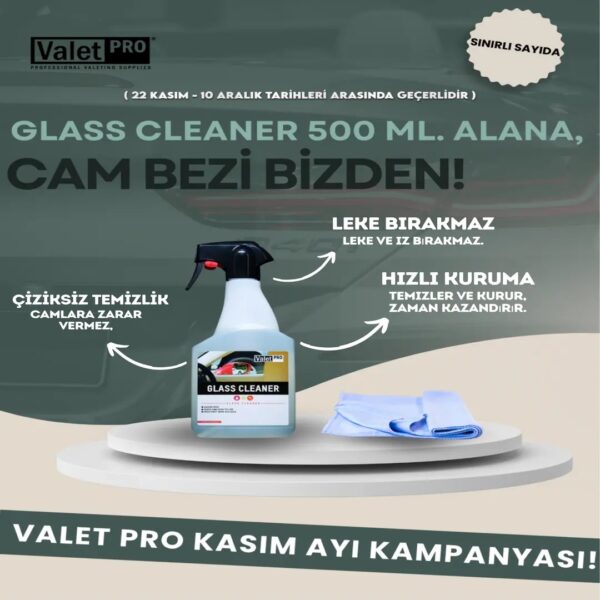 Valet Pro Cam Temizleme Glass Cleaner 500 ml. Alana Glass Cloth Cam Bezi Hediye