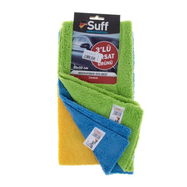 Suff Zambak Çift Taraflı Mikrofiber Oto Bezi 3'lü Paket – 32x32 cm