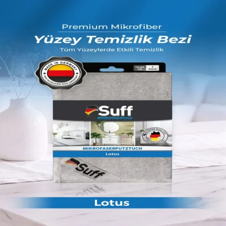 Suff Lotus Premium Mikrofiber Yüzey Temizlik Bezi 50x70 cm – İz Bırakmayan Alman Kalitesi