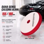 MENZERNA Kalın Pasta Süngeri 155/180mm - Kırmızı | Rotary ve Orbital Uyumlu Çizik Giderici Ped
